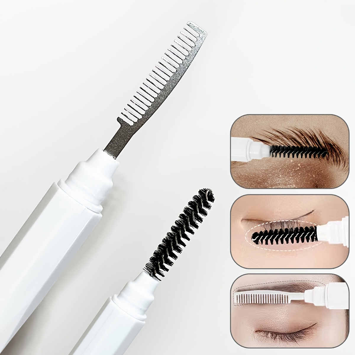 Beauty Makeup Background - Professioneel oogmake-up gereedschap, dubbelzijdige spiraalborstel met