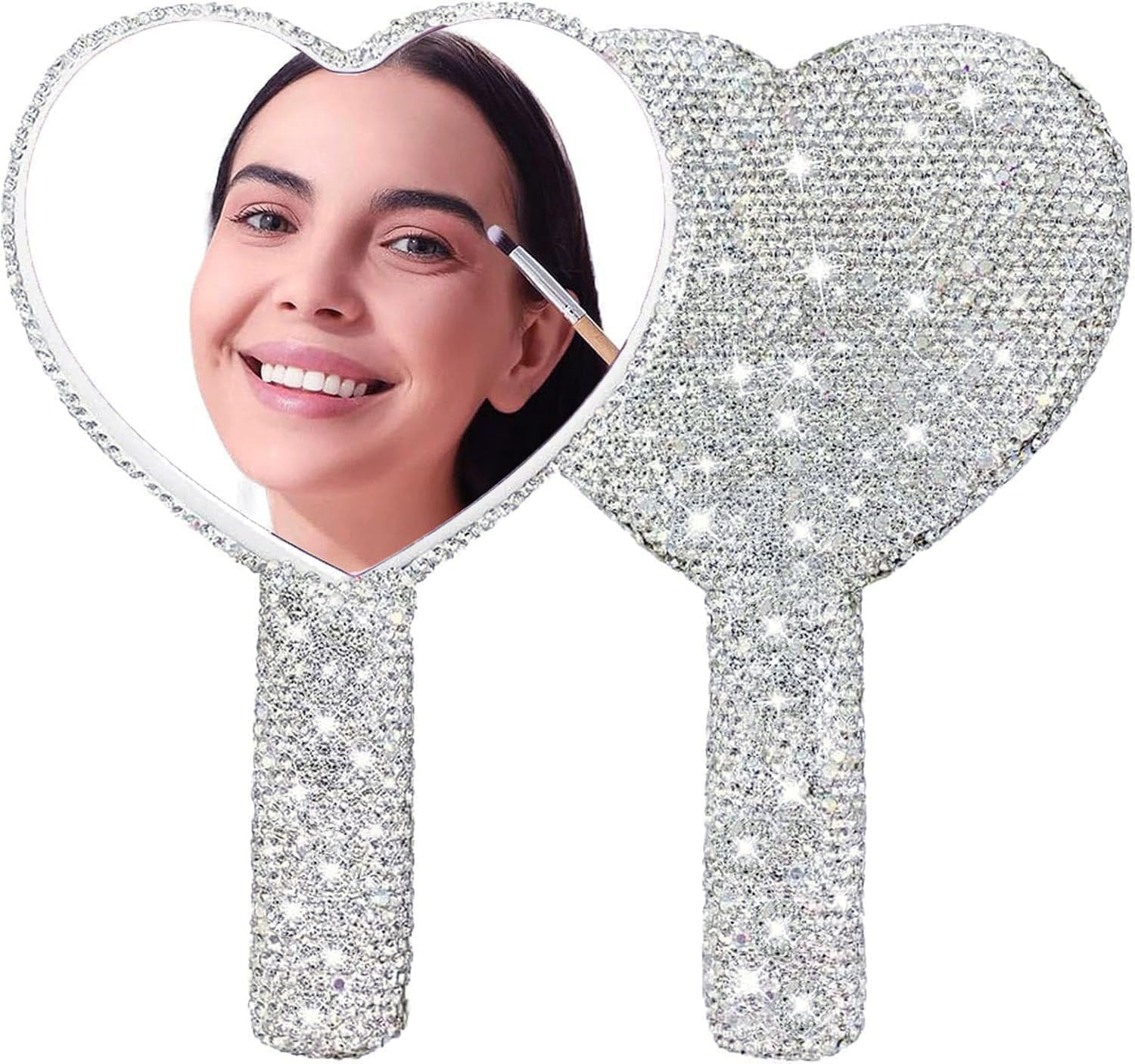 Beauty Love Makeup - Diamond Handheld Make-upspiegel Liefde Hart Spiegel