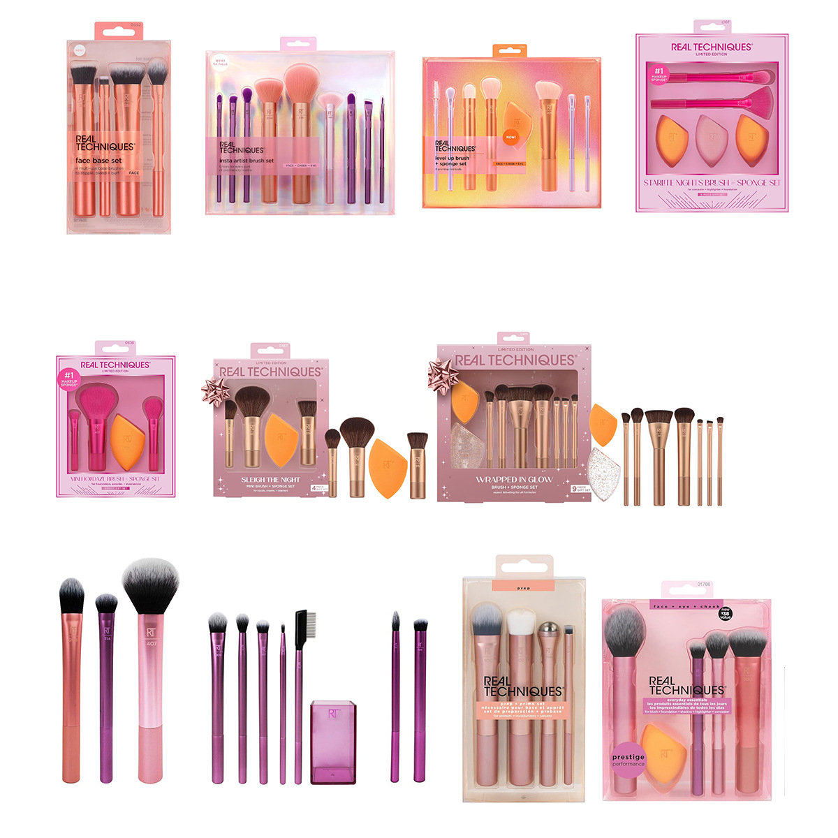Beauty Makeup Background - Complete make-upborstelset 1997 Poeder Blusher Mengborstel