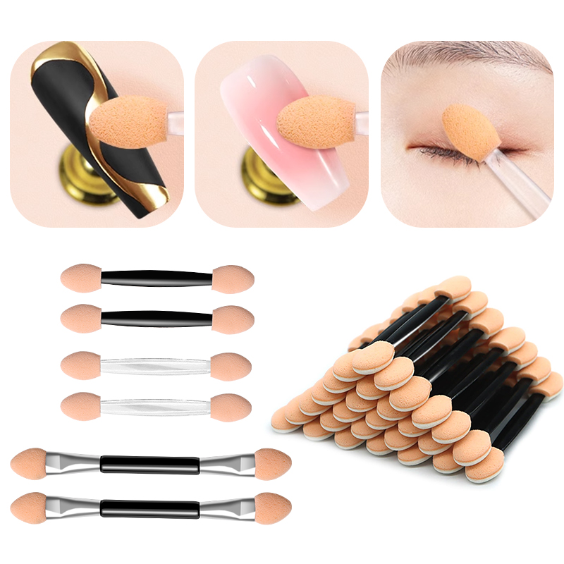 Beauty Makeup Background - 10/30/50PCS Dual Ended Wegwerp Nagelsponsborstel Kleine