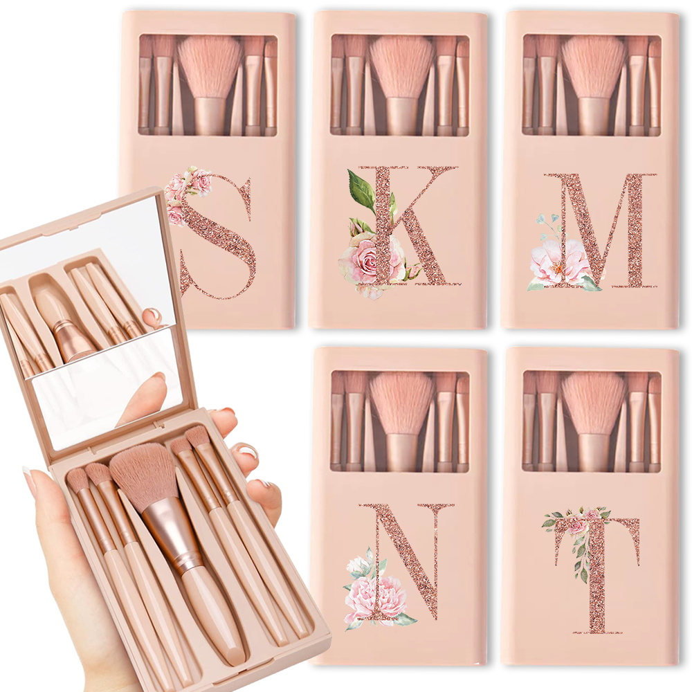 Beauty Makeup Background - 5-delige cosmetische borstelset met spiegel en