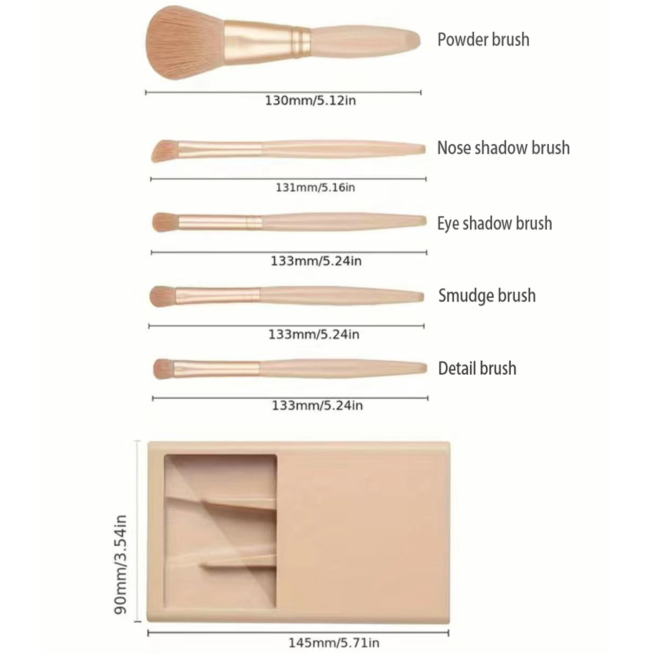 5-delige cosmetische borstelse - Beauty Makeup Background recensie en prijs
